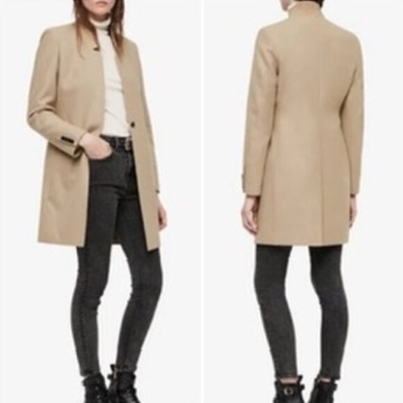 ALL SAINTS Lyla Camel Tan Wool Blend Coat Sz 8 - Picture 2 of 15